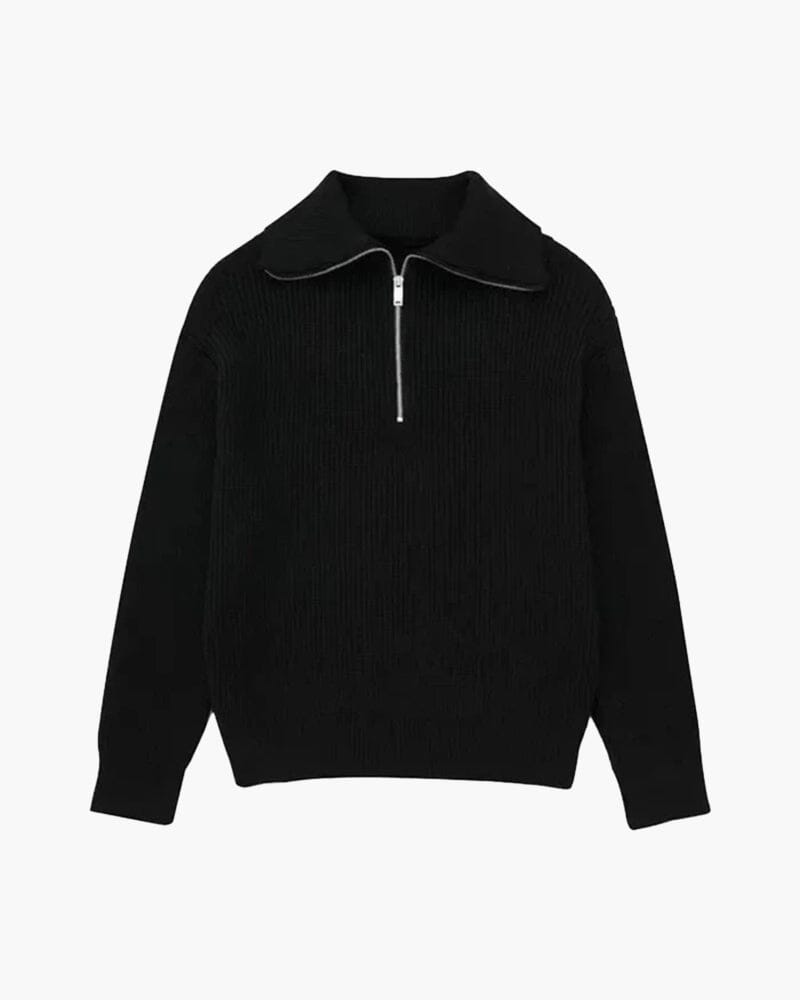 Striped Zip Up Sweater Bernard Grimberg S Black 