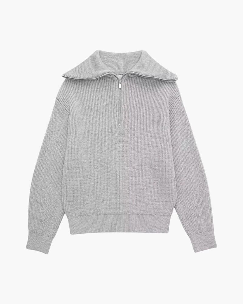 Striped Zip Up Sweater Bernard Grimberg S Gray 