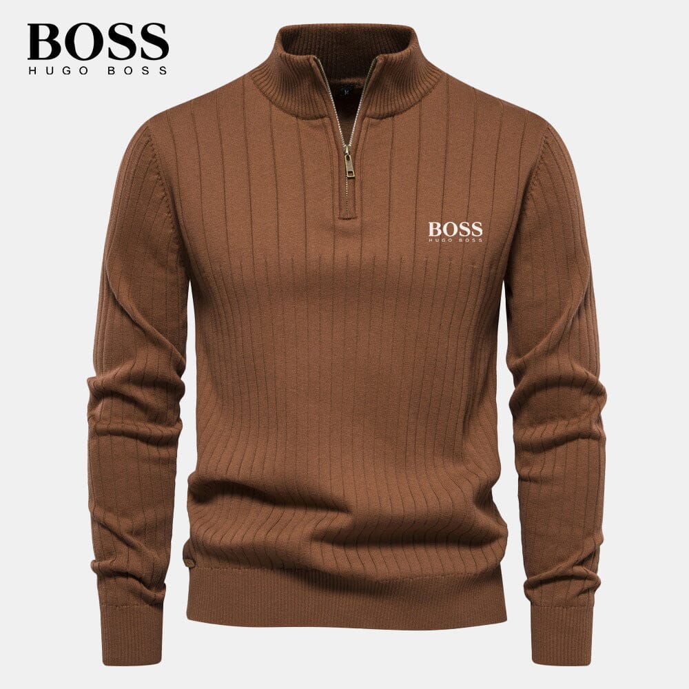 Zip-up sweater (CLEARANCE) Bernard Grimberg brown S 