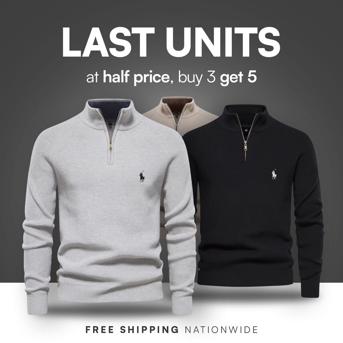 Zipped Collar Sweater R&L + Free Watch Bernard Grimberg 