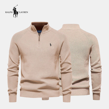 Zipped Collar Sweater R&L + Free Watch Bernard Grimberg Beige S 