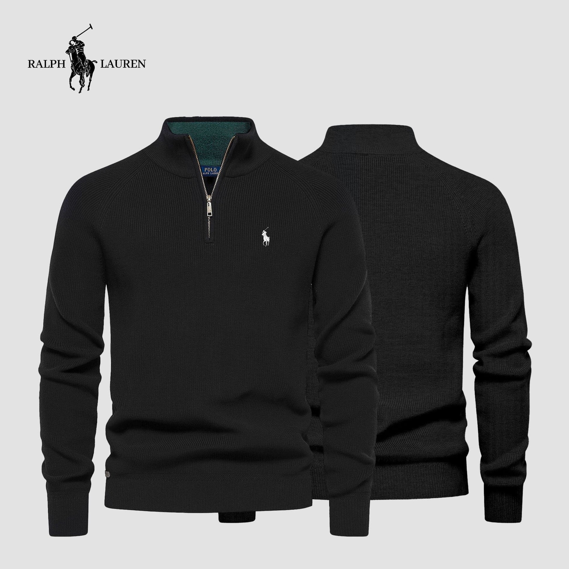Zipped Collar Sweater R&L + Free Watch Bernard Grimberg Black S 