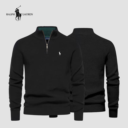 Zipped Collar Sweater R&L + Free Watch Bernard Grimberg Black S 