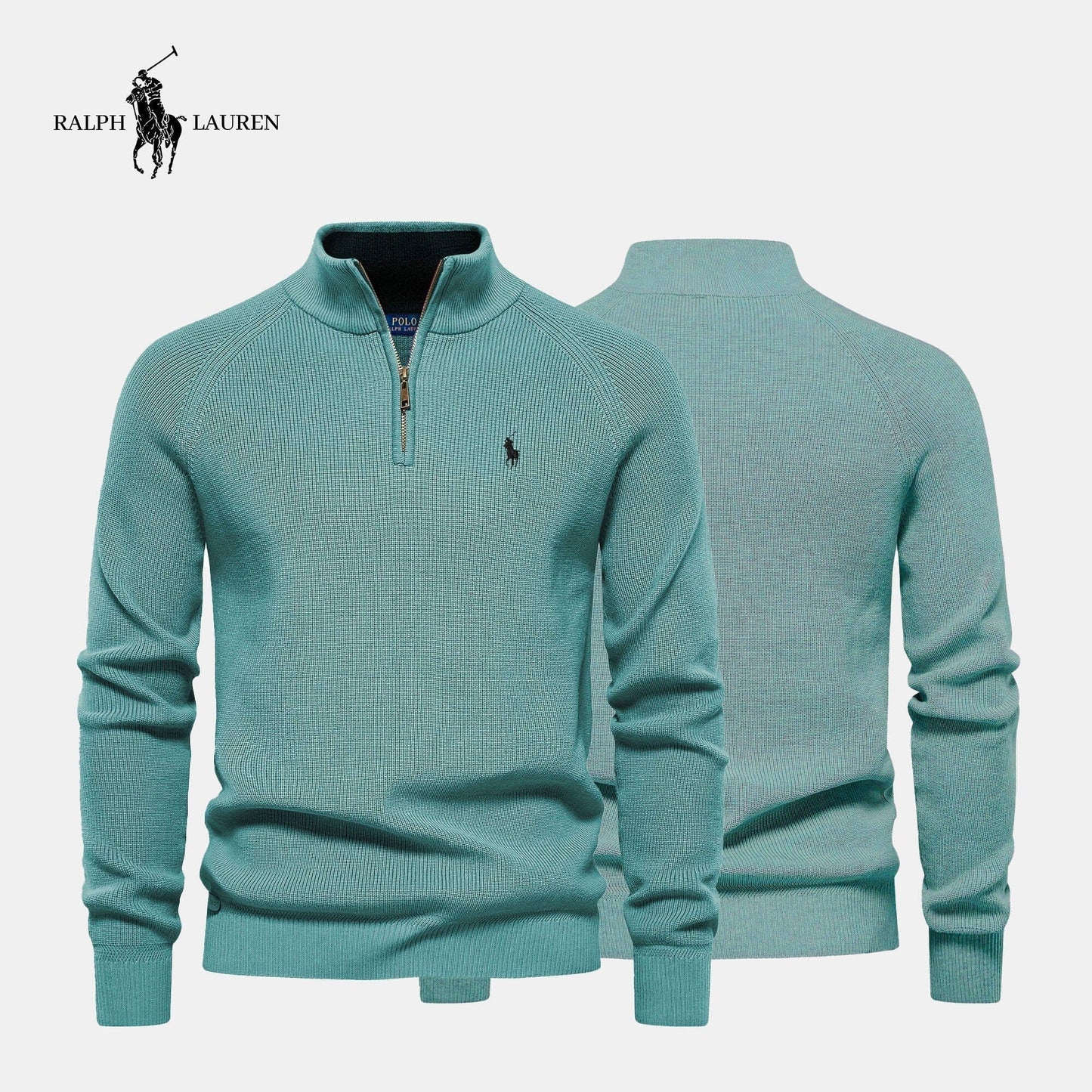 Zipped Collar Sweater R&L + Free Watch Bernard Grimberg Green S 