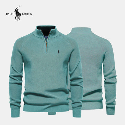 Zipped Collar Sweater R&L + Free Watch Bernard Grimberg Green S 