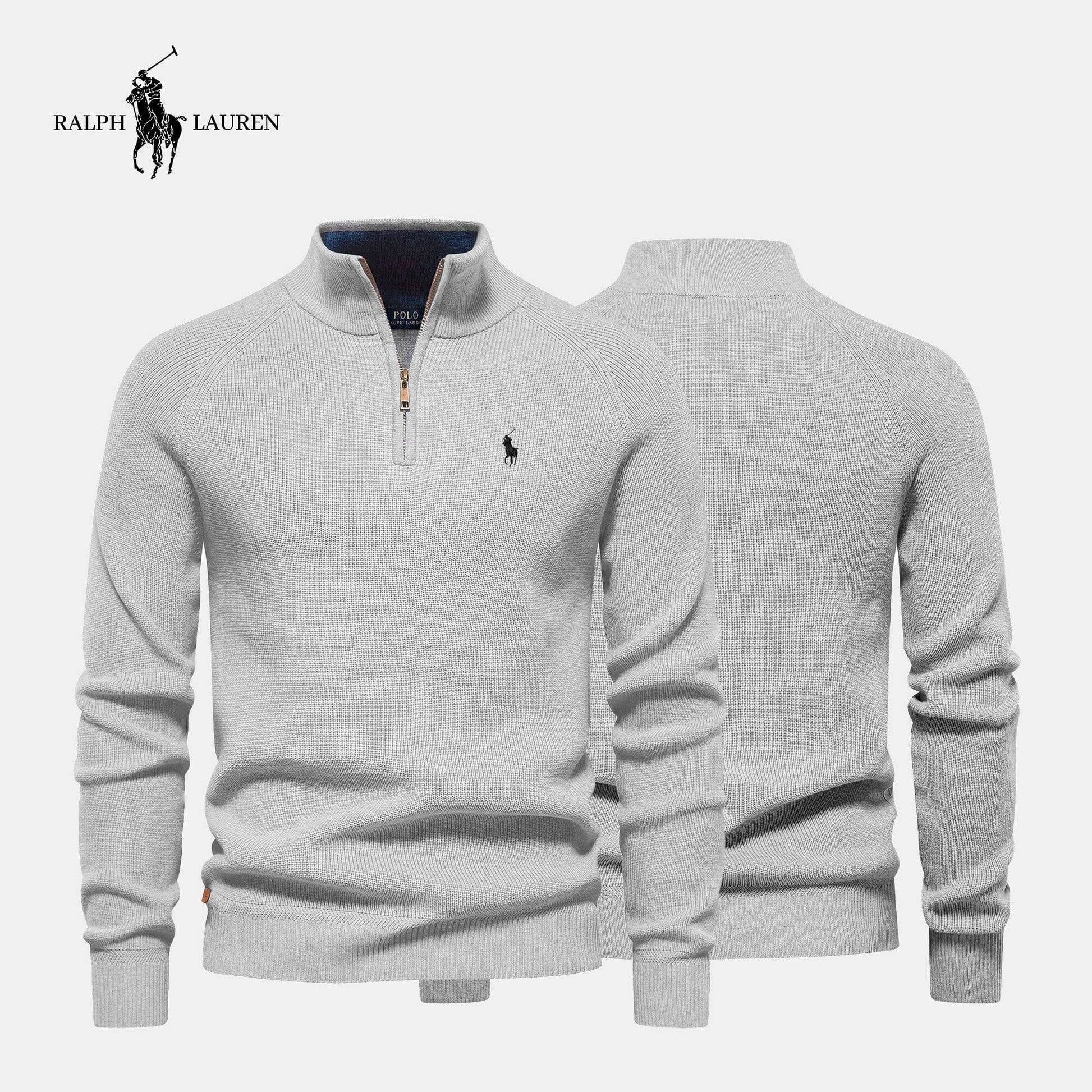 Zipped Collar Sweater R&L + Free Watch Bernard Grimberg Grey S 
